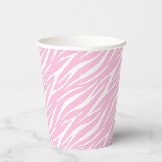 Elegant Pastel Pink White Girly Cute Trendy Zebra Papieren Bekers (Rechts)