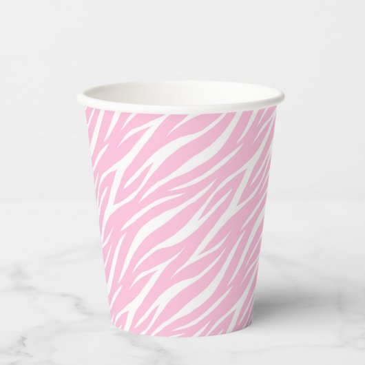 Elegant Pastel Pink White Girly Cute Trendy Zebra Papieren Bekers (Voorkant)