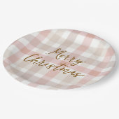 Elegant Pastel Plaid Merry Christmas Paper Plates Papieren Bordje (Gekanteld)