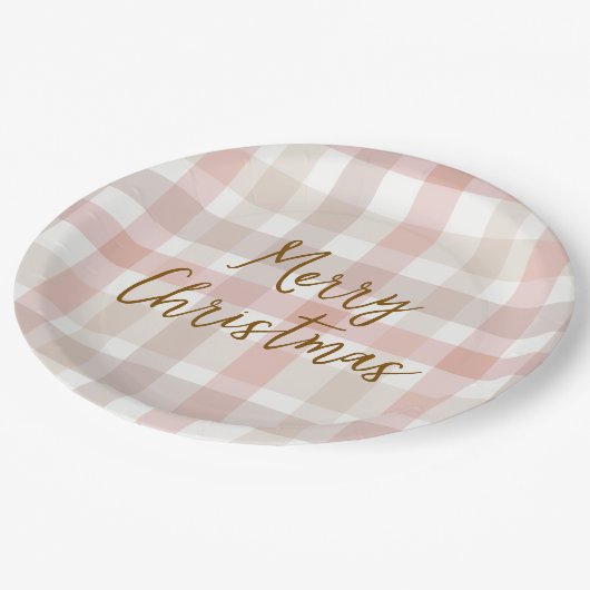 Elegant Pastel Plaid Merry Christmas Paper Plates Papieren Bordje (Gekanteld)