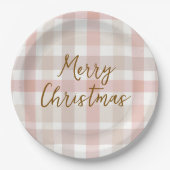 Elegant Pastel Plaid Merry Christmas Paper Plates Papieren Bordje (Voorkant)