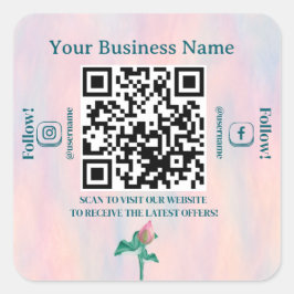 Elegant pastel QR code website bedrijf Vierkante Sticker