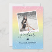 Elegant Pastel Rainbow Afstuderen Afstuderen Foto Kaart (Voorkant)