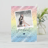 Elegant Pastel Rainbow Afstuderen Afstuderen Foto Kaart (Staand voorkant)