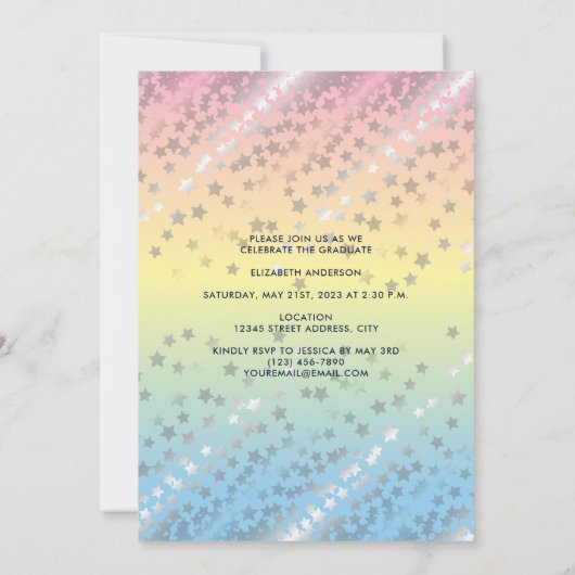 Elegant Pastel Rainbow Afstuderen Afstuderen Foto Kaart (Achterkant)