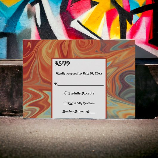 Elegant pastel Red Blue Abstract artistiek huwelij RSVP Kaartje