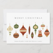 ELEGANT PASTEL RED GREEN STAR CHIRSTMAS ORNAMENS FEESTDAGENKAART (Voorkant)