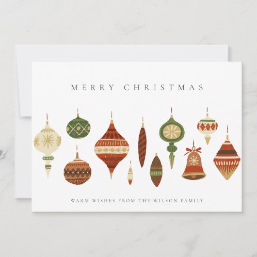 ELEGANT PASTEL RED GREEN STAR CHIRSTMAS ORNAMENS FEESTDAGENKAART (Voorkant)