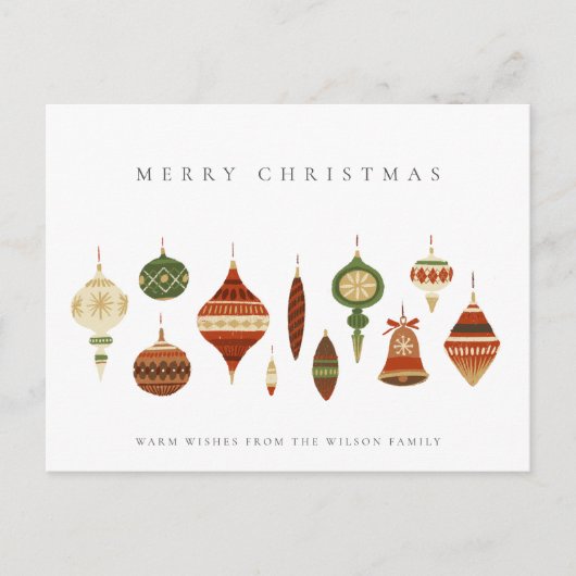 ELEGANT PASTEL RED GREEN STAR CHIRSTMAS ORNAMENS FEESTDAGENKAART (Voorkant)