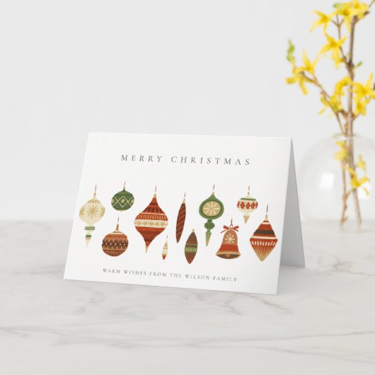 ELEGANT PASTEL RED GREEN STAR CHIRSTMAS ORNAMENS KAART (Gele Bloem)