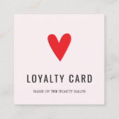 Elegant Pastel Red Heart Beauty Salon Loyalty Kaar (Voorkant)