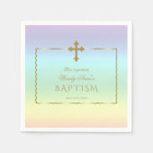 Elegant pastel regenboogkleur Gold Cross-Baptisme Servet (Voorkant)