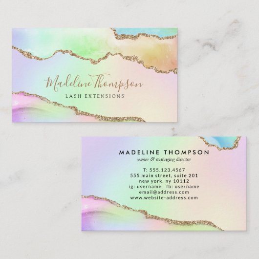 Elegant pastel regenboogschotelgewas visitekaartje (Voorkant / Achterkant)