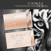 Elegant pastel Roos koraal shimmer strepen Monogra Visitekaartje