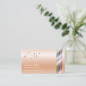 Elegant pastel Roos koraal shimmer strepen Monogra Visitekaartje (Staand voorkant)