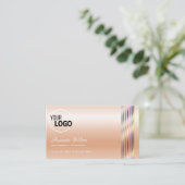 Elegant Pastel Roos Koraal Shimmer Stripes toevoeg Visitekaartje (Staand voorkant)