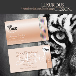 Elegant Pastel Roos Koraal Shimmer Stripes toevoeg Visitekaartje