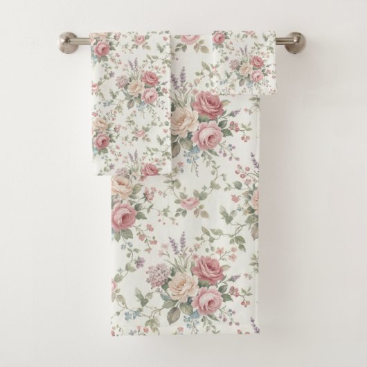 Elegant Pastel Roses Shabby Chic Bad Handdoek (Insitu)