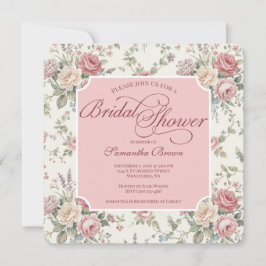 Elegant Pastel Roses Shabby Chic Bridal Shower Kaart