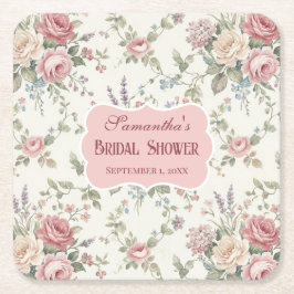 Elegant Pastel Roses Shabby Chic Bridal Shower Kartonnen Onderzetters