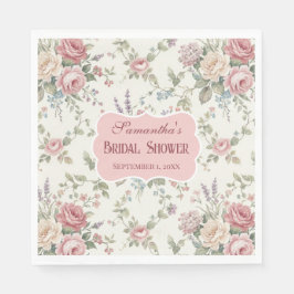 Elegant Pastel Roses Shabby Chic Bridal Shower Servet