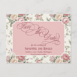 Elegant Pastel Roses Shabby Chic Wedding Aankondigingskaart
