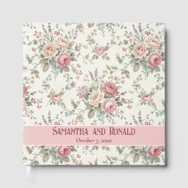 Elegant Pastel Roses Shabby Chic  Wedding Gastenboek