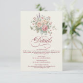 Elegant Pastel Roses Shabby Chic Wedding Informatiekaartje (Staand voorkant)