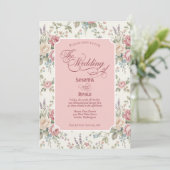 Elegant Pastel Roses Shabby Chic Wedding Kaart (Staand voorkant)