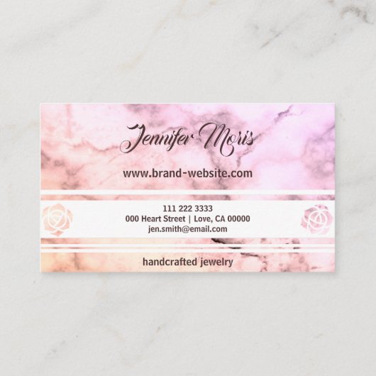 Elegant pastel roze beige marmer Stylish Monogram Visitekaartje (Achterkant)
