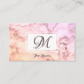 Elegant pastel roze beige marmer Stylish Monogram Visitekaartje (Voorkant)