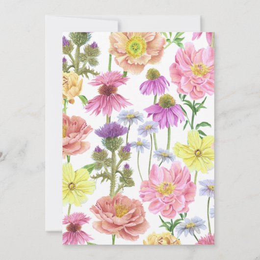 Elegant Pastel Roze Bijen en Wildflower Baby showe Kaart (Achterkant)