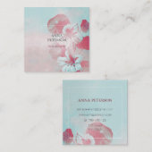 Elegant  pastel roze blauwe bloemen vierkante visitekaartje (Voorkant / Achterkant)