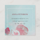Elegant  pastel roze blauwe bloemen vierkante visitekaartje (Achterkant)