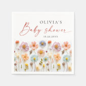 Elegant Pastel Roze Boho Wildflower Baby shower Servet (Voorkant)