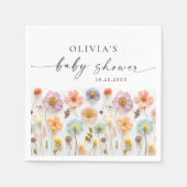 Elegant Pastel Roze Boho Wildflower Baby shower Servet (Voorkant)