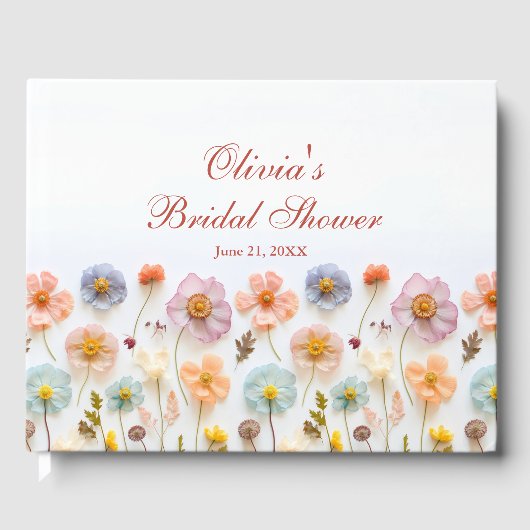 Elegant Pastel Roze Boho Wildflower Vrijgezellenfe Gastenboek (Voorkant)