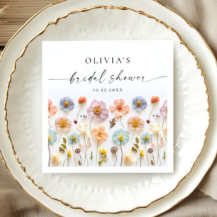 Elegant Pastel Roze Boho Wildflower Vrijgezellenfe Servet