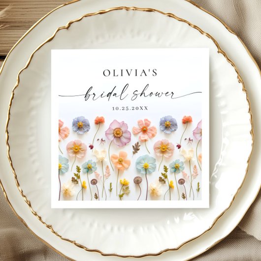 Elegant Pastel Roze Boho Wildflower Vrijgezellenfe Servet