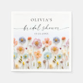 Elegant Pastel Roze Boho Wildflower Vrijgezellenfe Servet (Voorkant)