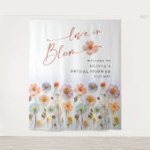 Elegant Pastel Roze Boho Wildflower Vrijgezellenfe Wandkleed (Voorkant)