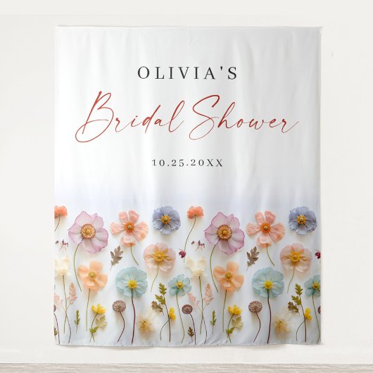 Elegant Pastel Roze Boho Wildflower Vrijgezellenfe Wandkleed