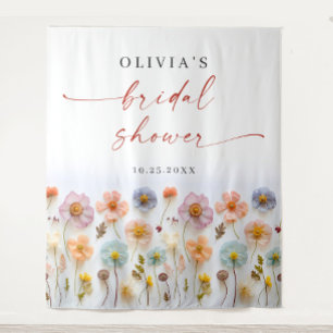 Elegant Pastel Roze Boho Wildflower Vrijgezellenfe Wandkleed