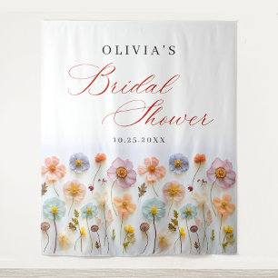 Elegant Pastel Roze Boho Wildflower Vrijgezellenfe Wandkleed