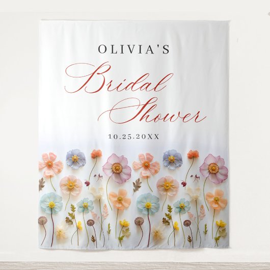 Elegant Pastel Roze Boho Wildflower Vrijgezellenfe Wandkleed