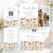 Elegant Pastel Roze Boho Wildflower Vrijgezellenfe Wandkleed