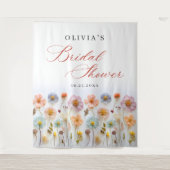 Elegant Pastel Roze Boho Wildflower Vrijgezellenfe Wandkleed (Voorkant)