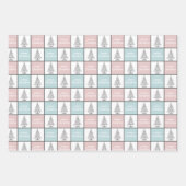 Elegant pastel roze en blauw kerstpatroon inpakpapier vel (Voorkant)