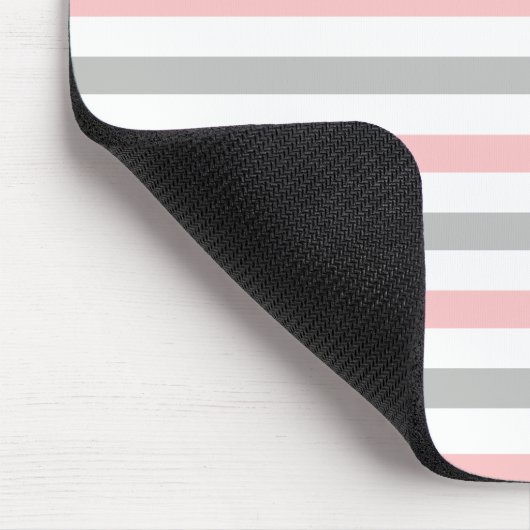 Elegant Pastel Roze en Gray Stripes Patroon Muismat (Hoek)