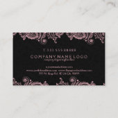 Elegant pastel roze en zwart paisley kant visitekaartje (Achterkant)